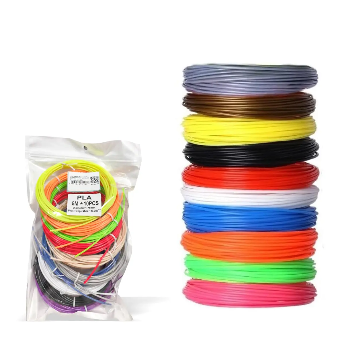 Caneta 3d Impressora Filamento ABS Kit 10 Cores 5m 1.75mm FBA