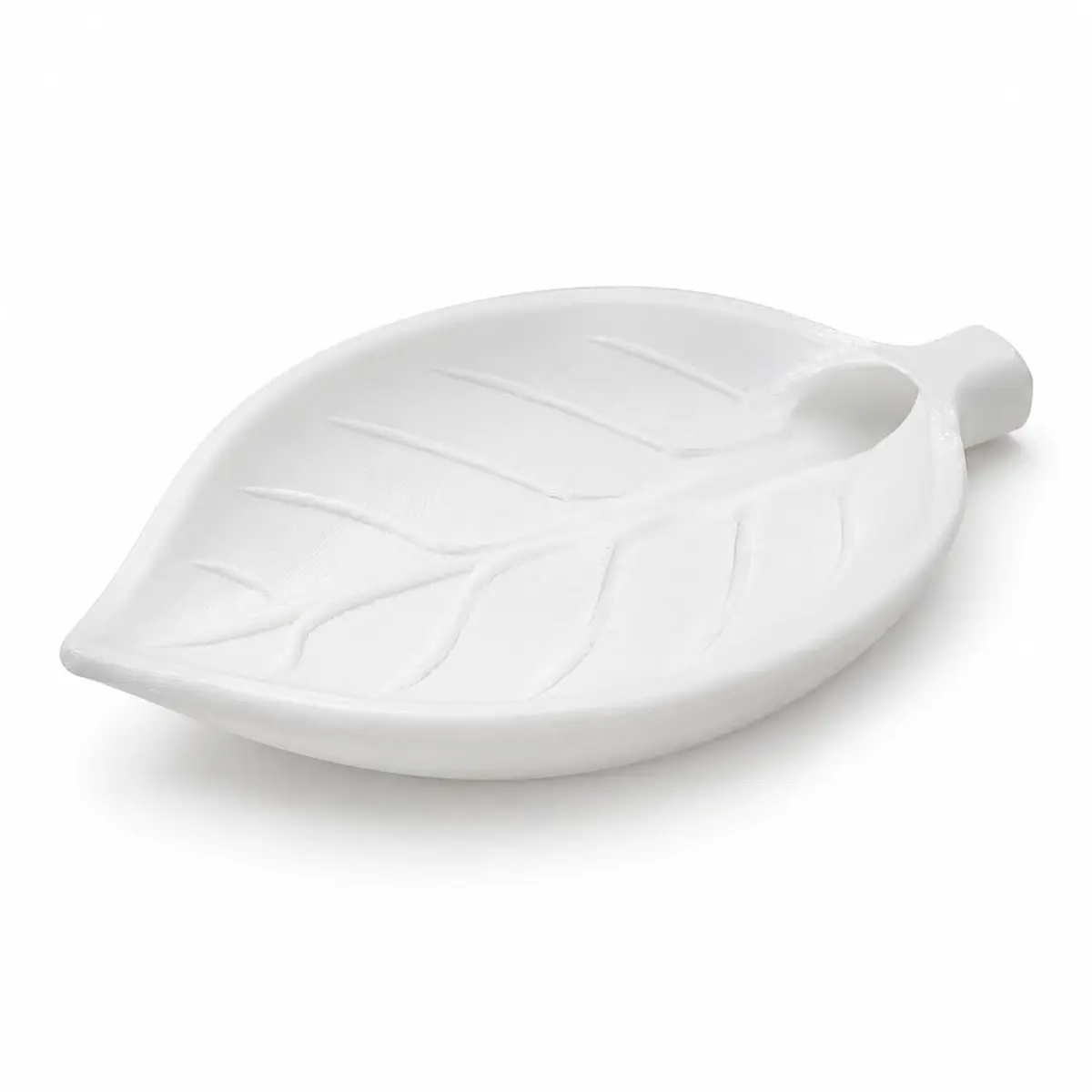 Saboneteira Folha Decorativa Porta Sabonete para Banheiro, Lavabo e cozinha Design Moderno e Funcional com Drenagem de Água. (Branco)