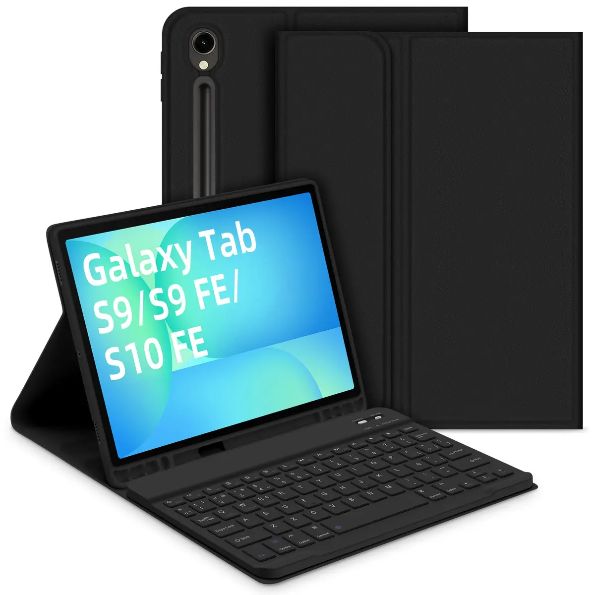 Capa com Teclado para Samsung Galaxy Tab S10 Lite/ S10 FE 10,9" 2025, Layout em Português Brasileiro Teclado com Capa para Galaxy Tab S10 FE / S9 FE 10,9 Polegadas / S9 11 Polegadas, Preto - 1