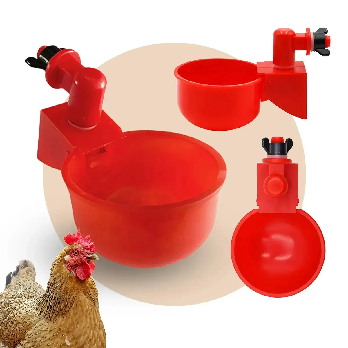 Bebedouros Automáticos Aves Galinhas Codornas 10 Unidades Vermelho - 1