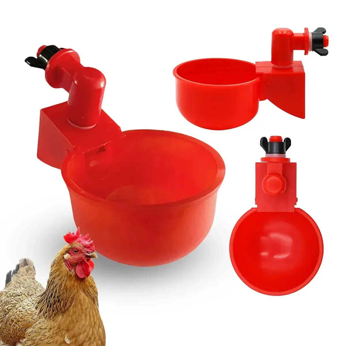 Bebedouros Automáticos Aves Galinhas Codornas 10 Unidades Vermelho thumbnail 4