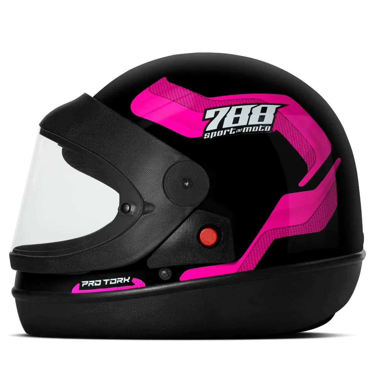 CAPACETE FECHADO PRO TORK SPORT MOTO 788 PRETO - ROSA TAM. 58
