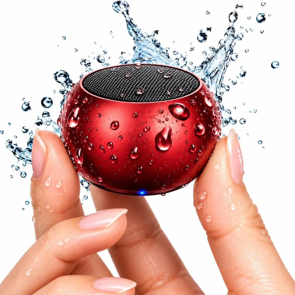 Caixa de Som Bluetooth Portátil Caixinha Pequena 5.0 Recarregável Vermelha | Som Alto - Material Liga de Alumínio - Potência 3W - Design Compato Moderno