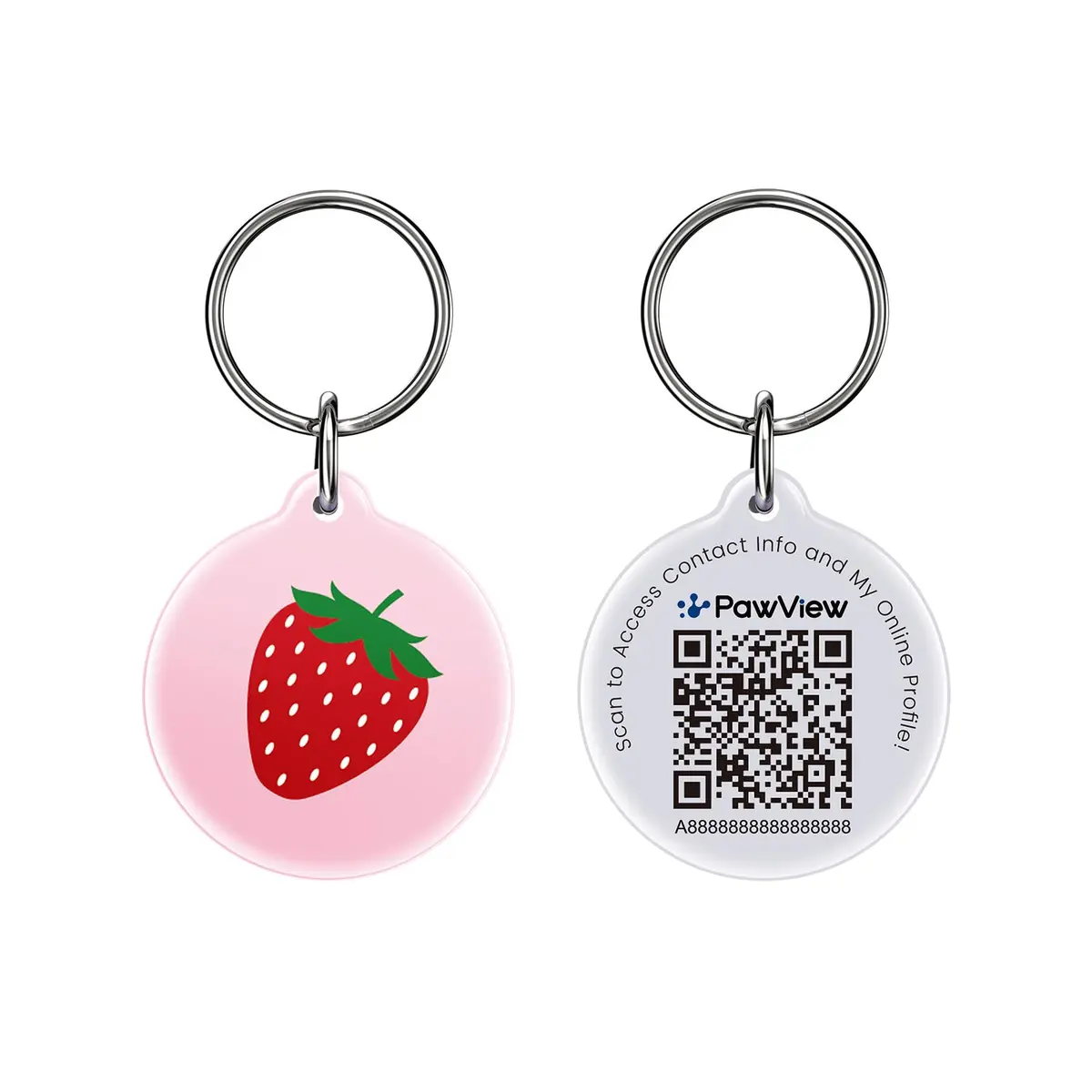 PawView Plaquinha de Identificação Pet com QR Code Fruta | Tag Inteligente Anti-Perda para Cachorro e Gato, Pingente Decorativo com App, Contato do Tutor e Gestão do Pet Frutas - 1