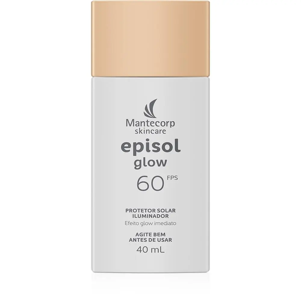 Protetor Solar Iluminador Episol Glow FPS 60, Textura Ultraleve, Efeito Glow Natural, 40mL, para Todos os Tipos de Pele