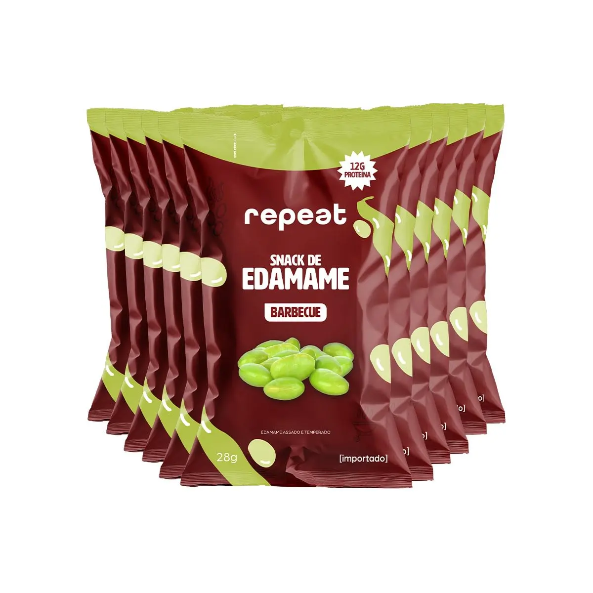 Repeat, Snack de Edamame com 13g de proteína por embalagem de 28g | Kit com 10 unidades | Snack Crocante | Naturalmente Proteico (Barbecue) - 1