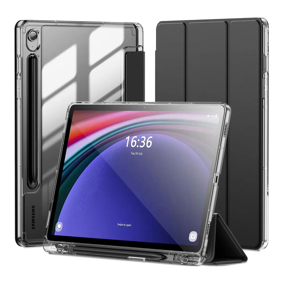 Aplicável a Capa para Samsung Galaxy Tab S10 Lite/S10 FE10.9"/S9 FE 10.9"/S9 11"Protetora Capa, Função de Ativação/Repouso Automático e Modo de Leitura, Inclui Caneta Stylus Absorvente 