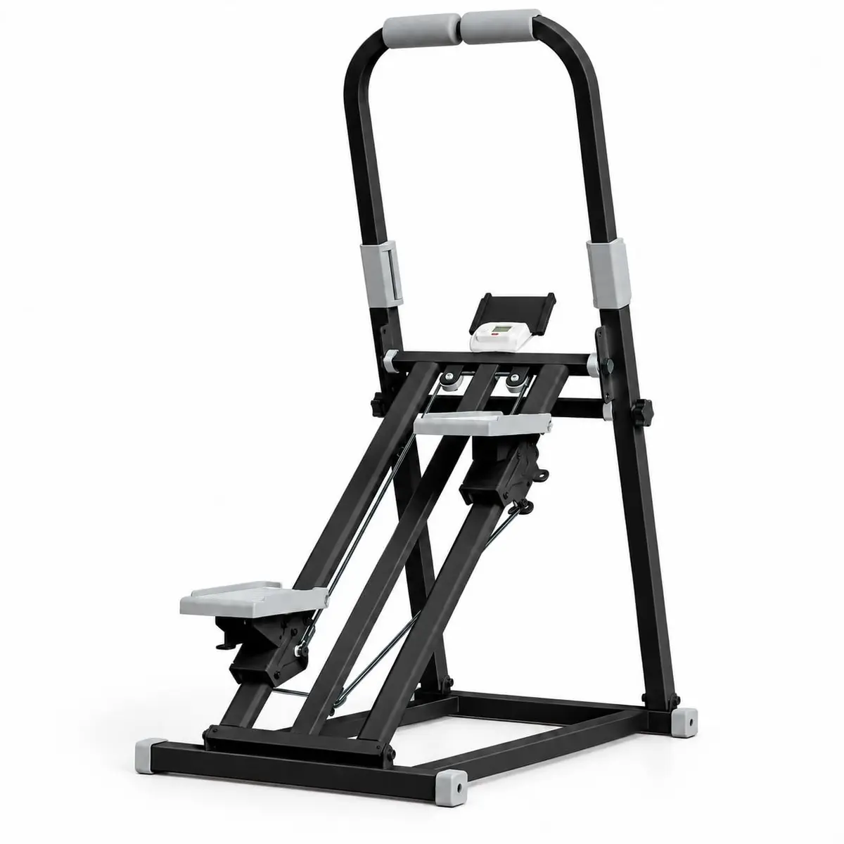 Simulador de Escada Dobrável, Máquina de Escalada, 3 Níveis, até 150kg | Display LCD, Suporte para Celular, Altura 123–143cm, Pedais Antiderrapantes, Estrutura em Aço, Uso sem Tomada