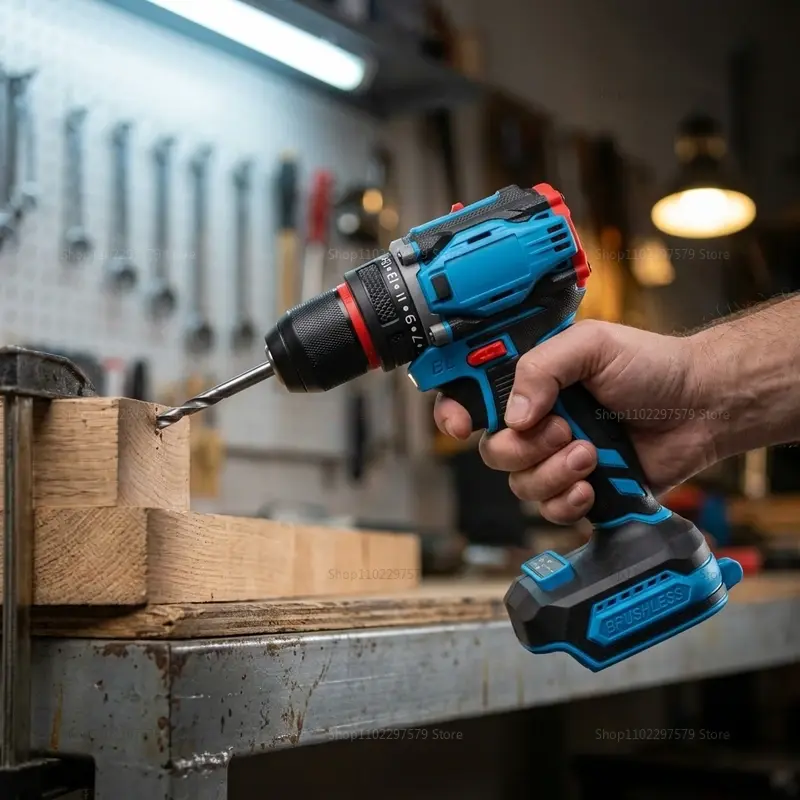 Furadeira e Parafusadeira Elétrica Sem Fio e Sem Escovas, Ferramenta de Impacto para Bricolagem Doméstica e Construção Profissional, Sem Bateria Inclusa