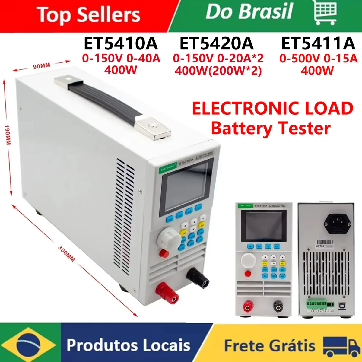 Testador de Bateria Eletrônico ET5410A 150V 40A 400W com Interface RS485 e Software – Ferramentas de Carga Eletrônica com Envio em 24 Horas do Brasil