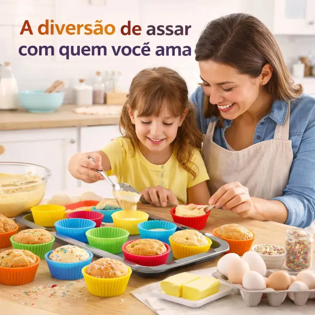 Kit 24 Forminhas de Silicone para Cupcake, Muffin e Bolinho – Ponte Lar Utilidades thumbnail 5