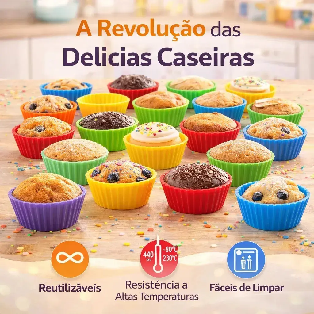 Kit 24 Forminhas de Silicone para Cupcake, Muffin e Bolinho – Ponte Lar Utilidades thumbnail 7
