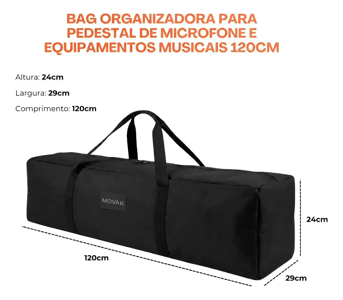 Capa Bag Bolsa P/ 10 Pedestais Microfones Pedestal Preta Lisa - 1