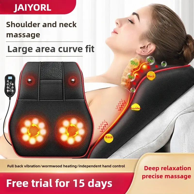 Travesseiro cervical elétrico para pescoço airbag tensão shiatsu cabeça corpo volta cintura massageador carro com aquecimento massagem vibratória - 1
