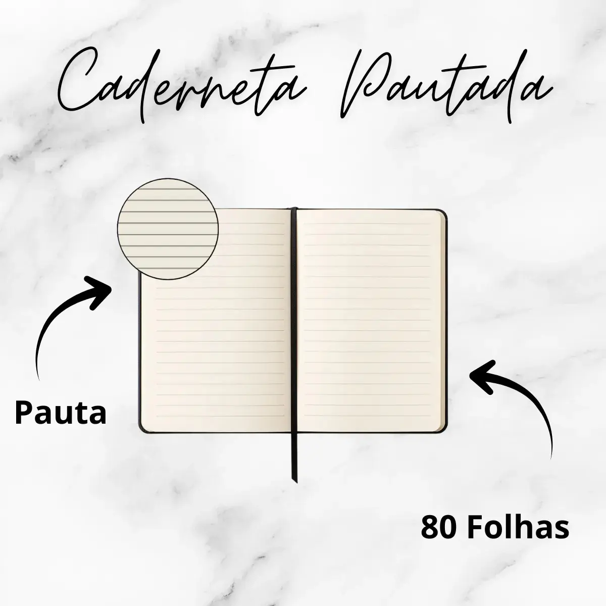 Caderneta Papelaria da Mari Executiva Azul, A5 com 80 Folhas Pautadas em Couro thumbnail 7