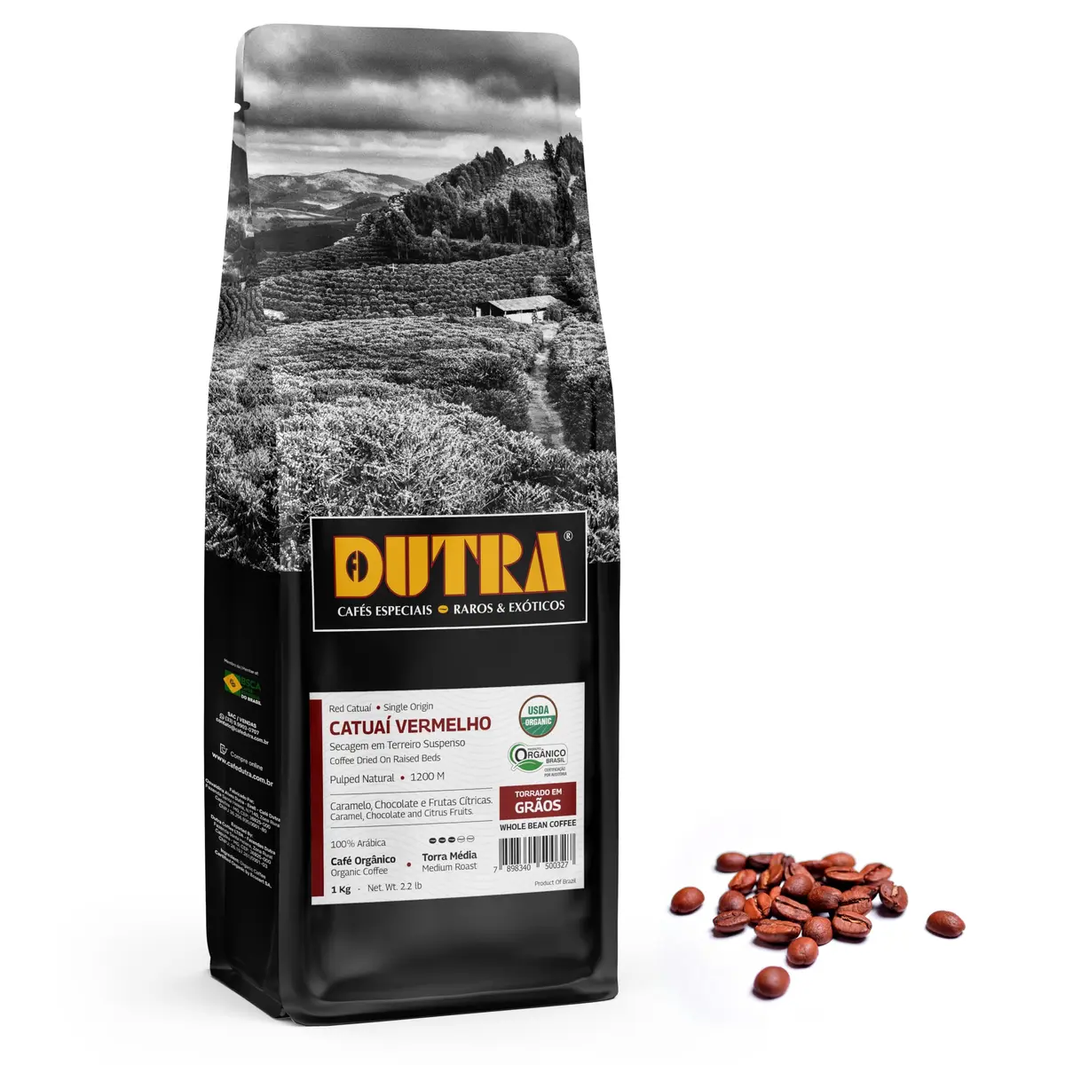 Café Dutra, Orgânico Especial, Catuaí Vermelho, Microlote, Torrado em Grãos, 1Kg