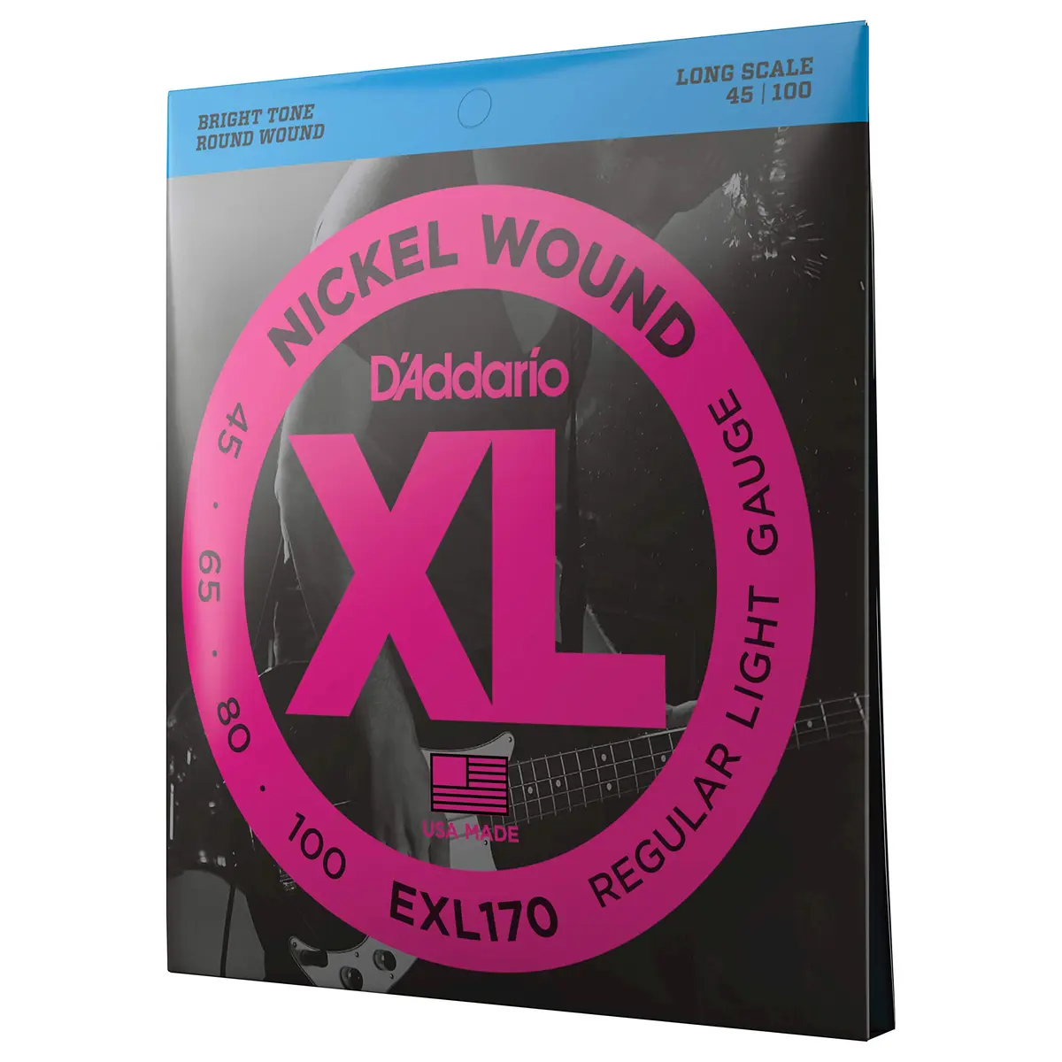 ENCORDOAMENTO PARA BAIXO ELÉTRICO 4 CORDAS EXL170 REGULAR LIGHT/ESCALA LONGA .045 .065 .080 .100 - D'ADDARIO