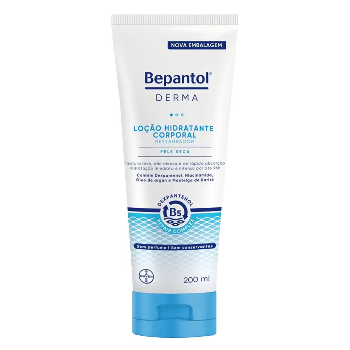 Bepantol Derma Hidratante Corporal Restaurador, Loção para Pele Seca 200ml | Restaurador 200ml, Dexpantenol Repair Complex, Niacinamida, Óleo de argan e karité, Hidrata 48h, Pele seca