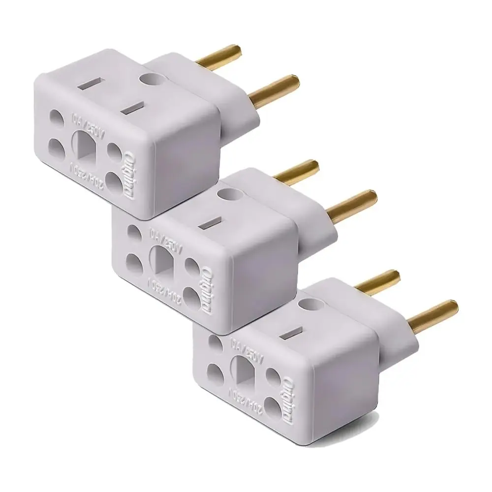 Kit 3 Adaptadores de Tomada Universal 10A/20A Tipo Bob – Para Microondas, Air Fryer, Secador e Chapinha