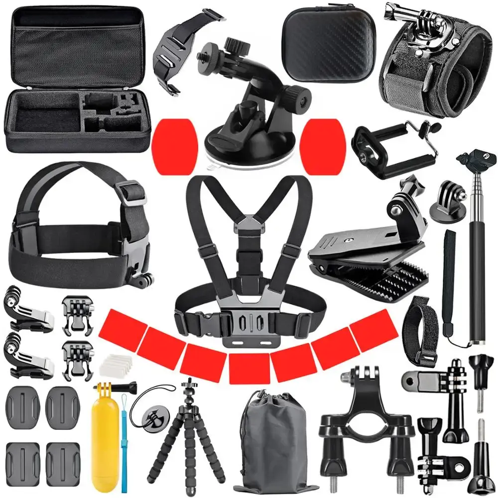 Orbmart para gopro conjunto de acessórios para go pro hero 13 12 11 10 9 8 7 6 5 4 montagem preta para dji insta360 para câmera ação sjcam
