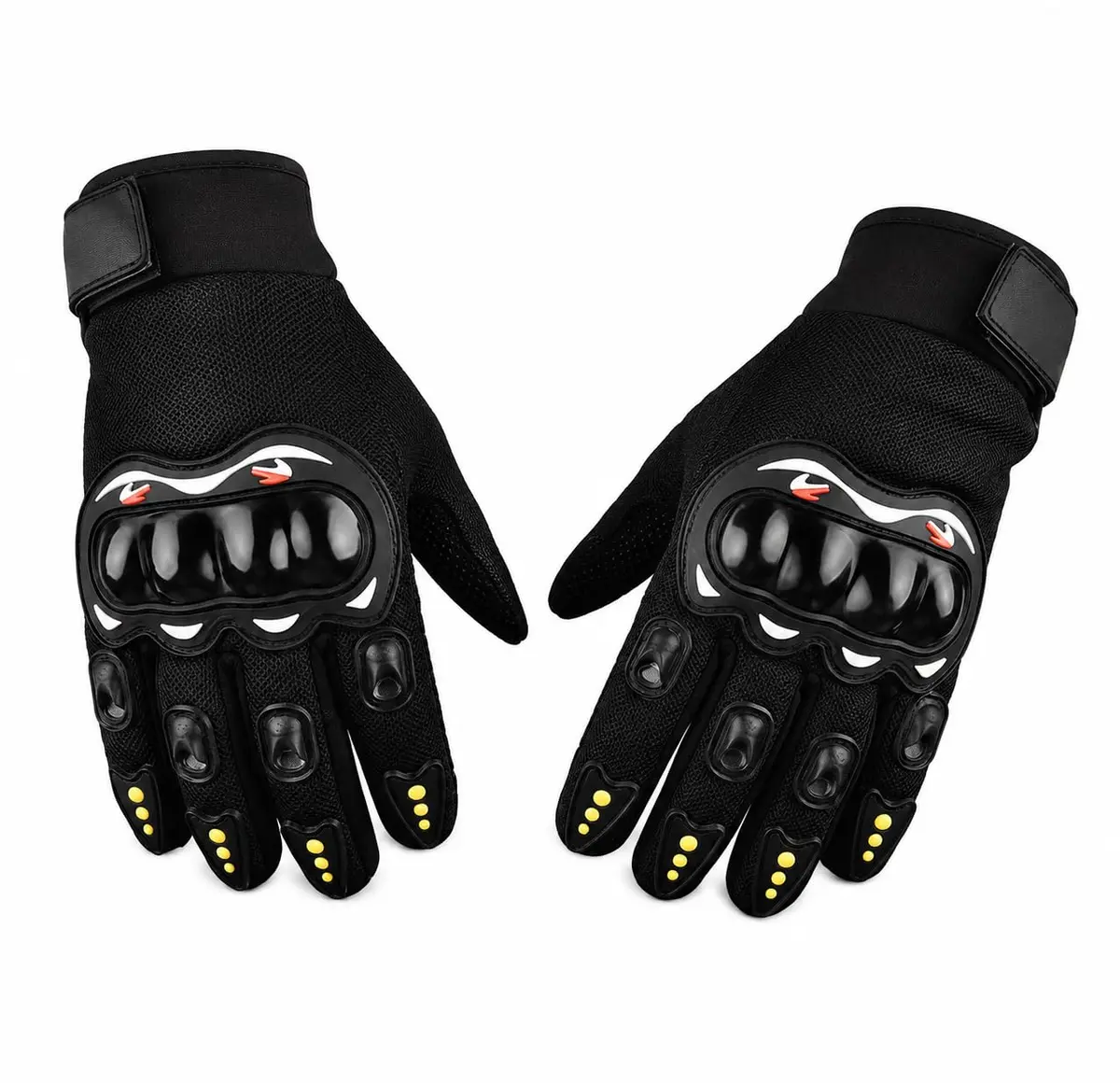 Luva para Moto Dedos Completos Preta Resistente a Acidentes Proteção de Dedos Palma da Mão Ajuste Pulso Para Motoqueiros Ciclismo Motocross Enduro Trilha
