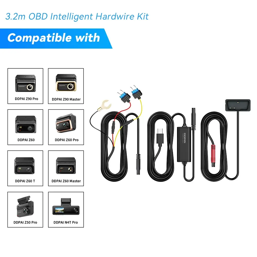 DDPAI Dash Cam Smart OBD Hardware Kit compatível com modelos Z50 Z40 Z50Pro Z60 Series Z90 Series 24H Modo de estacionamento - 1