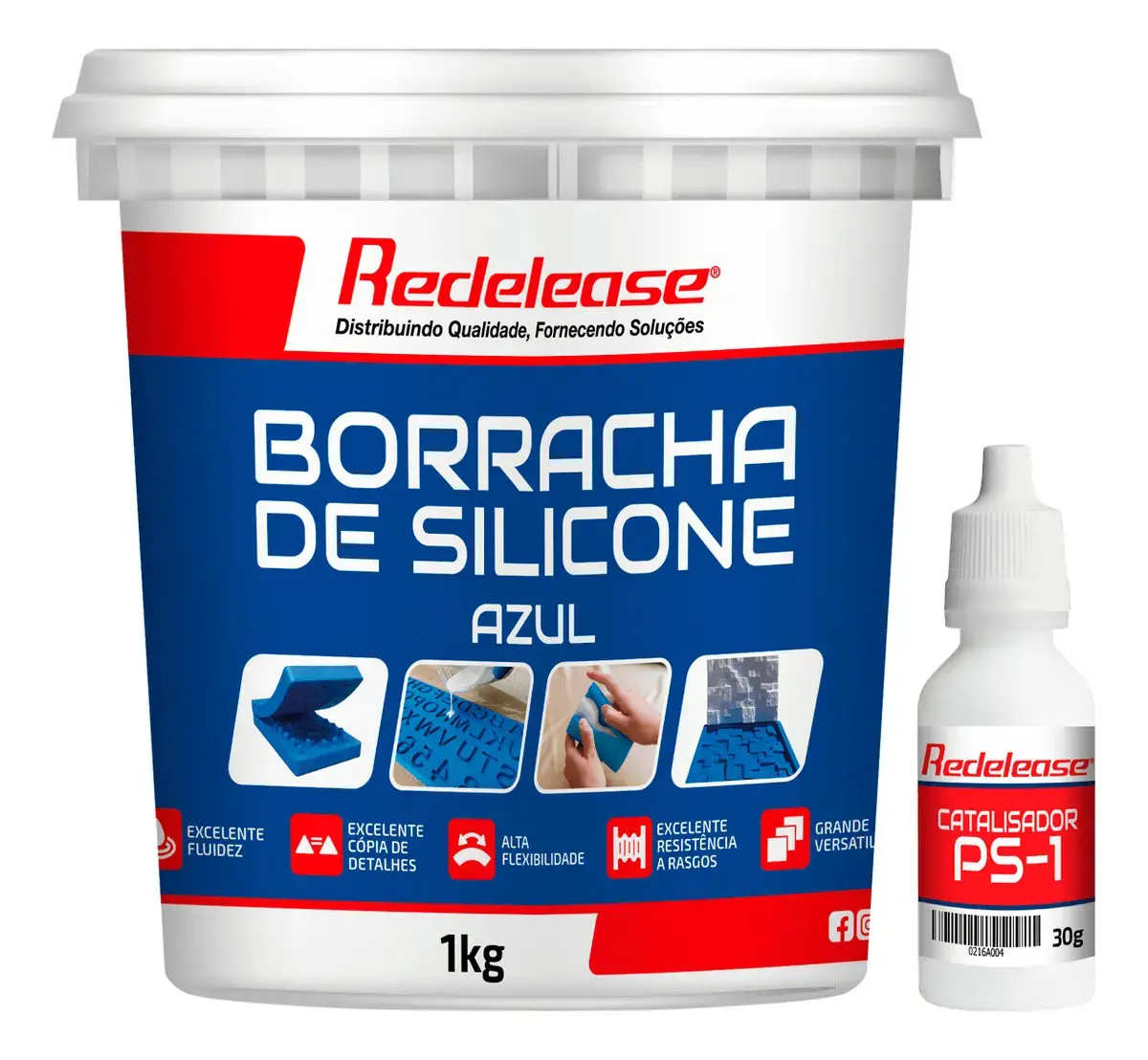 Borracha De Silicone Azul Alta Flexibilidade Para Moldes Com Catalisador Redelease - ML - 1