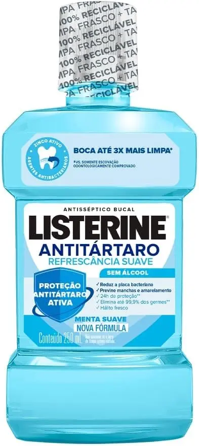 Enxaguante Bucal Antitártaro Listerine, Sem Álcool, Hortelã, 250ml
