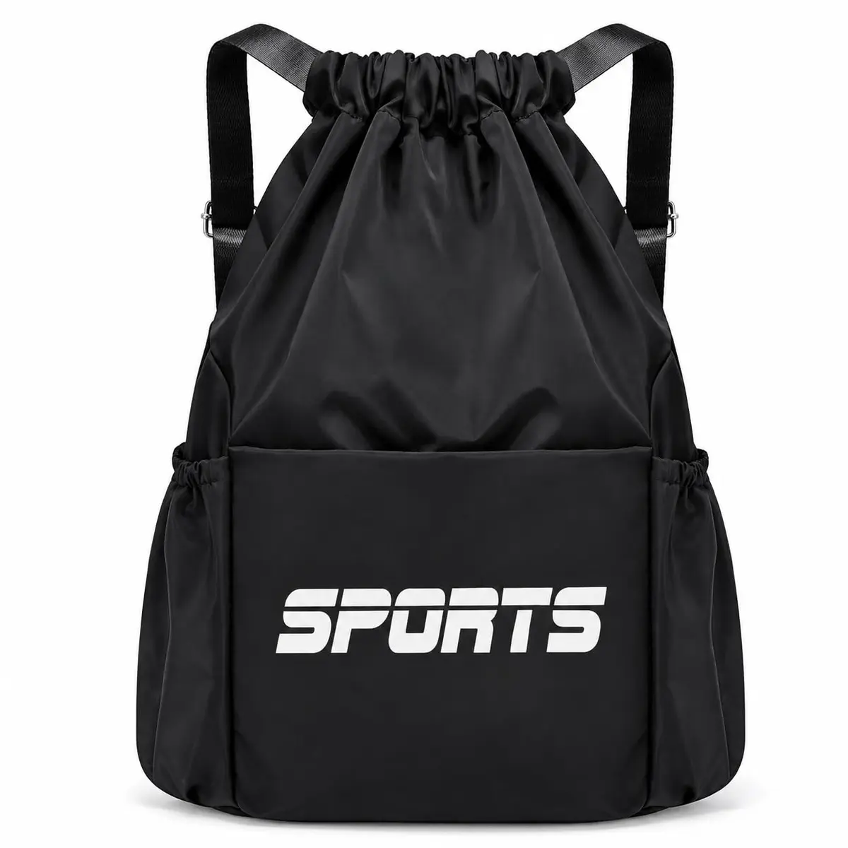 Mochila Esportiva com Cordão Academia Escola Futebol Estudos | Saco com Cordão - Bolsos internos e externos - Bolso lateral para garrafa de água - Ideal para esportes, livros e viagens - 1