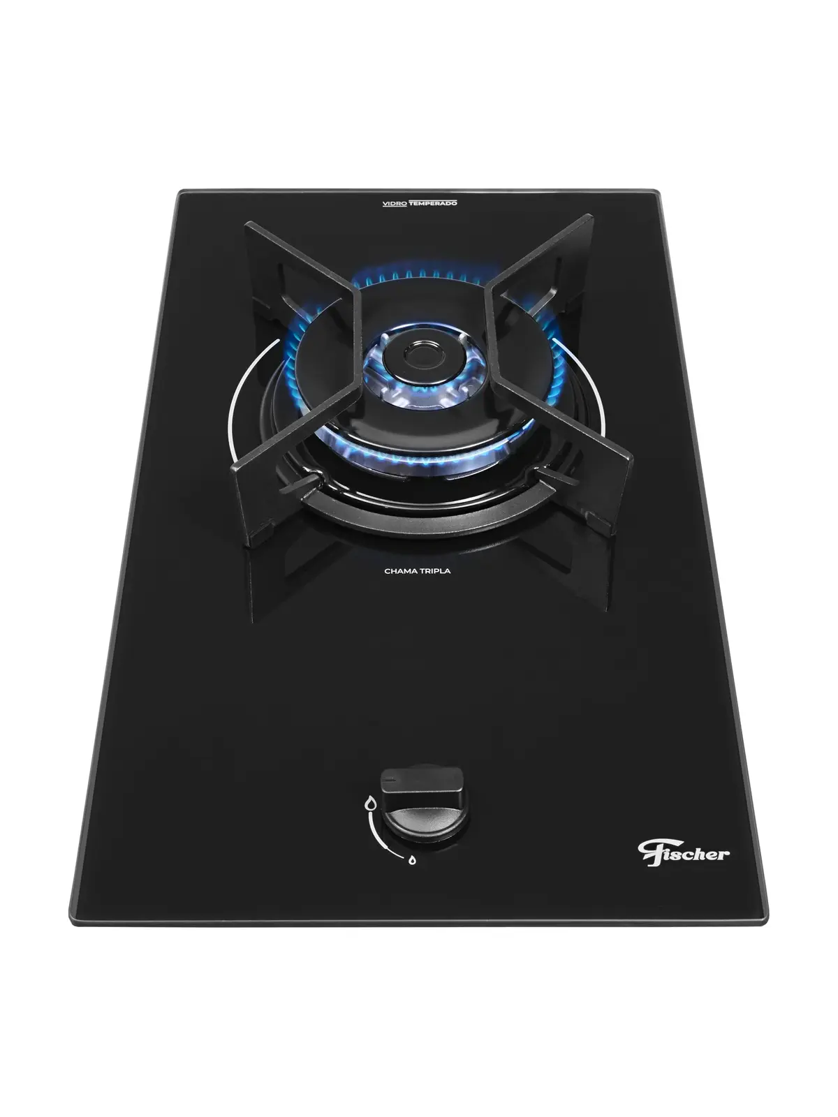 Fischer Cooktop à Gás 1 Boca Fit Line Trempe Iron Mesa Vidro Preto Bivolt 36300-102670