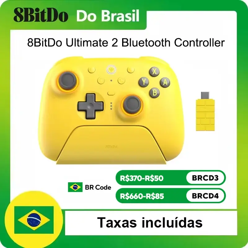 Controle Bluetooth 8BitDo Ultimate 2 para Nintendo Switch, Switch 2, Windows 10/11 com Joystick TMR, Acessório de Gamepad Sem Fio