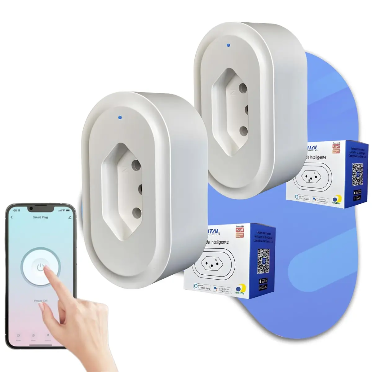 Kit 2 Tomadas Inteligente Smart Automação Wifi Google Home Alexa - NovaDigital