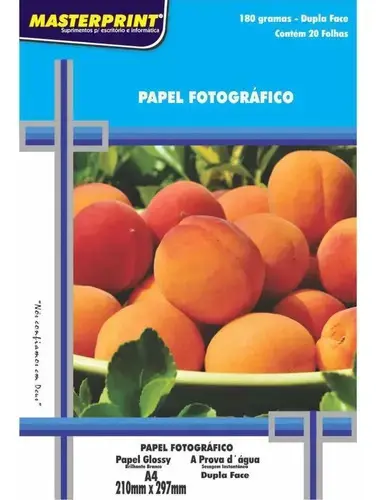 Papel Fotografico Inkjet A4 Glossy Dupla Face 180g Cor Branco