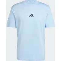 Camiseta Essentials de Malha Simples com Logotipo Pequeno Homem adidas - 1
