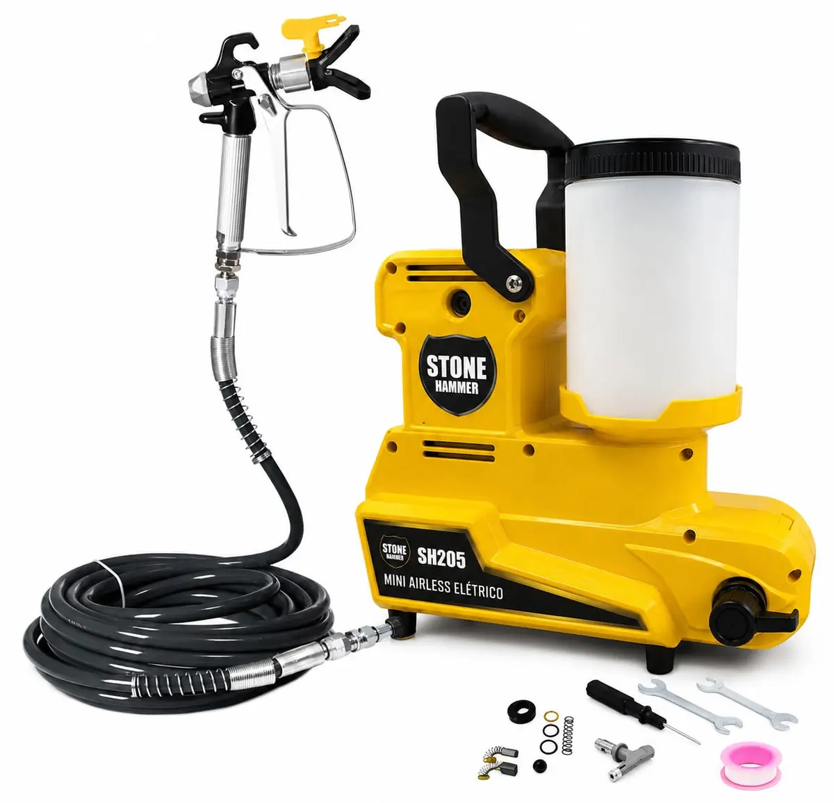Stone Hammer Máquina de Pintura Airless Profissional SH205 220V – 1200W, Vazão 1.2L/min, Tanque 2,5L, Ideal para Acrílicas, Vernizes e Esmaltes