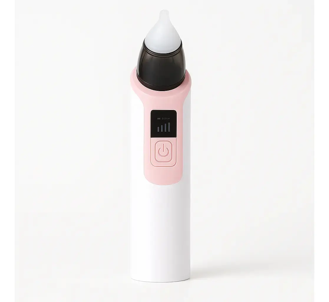 Aspirador Nasal Elétrico Infantil Recarregável Rosa - Sugador De Nariz Silencioso Para Bebês E Crianças, 5 Níveis De Sucção, Higiênico, Bivolt + Bicos De Silicone Macio Premium Alívio Imediato