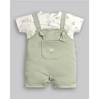 Infantil - Jardineira Canelada Estampada Anjos Baby Verde/Branco G Verde