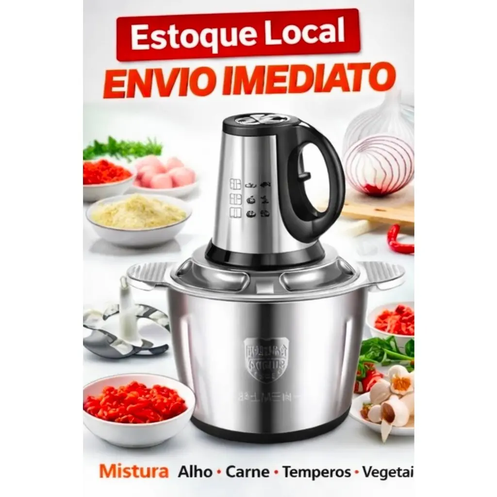 2L/3L Picador De Alimentos Moedor De Carne Mixer Elétrica Processador Cozinha Casa Alho - 110v-220v