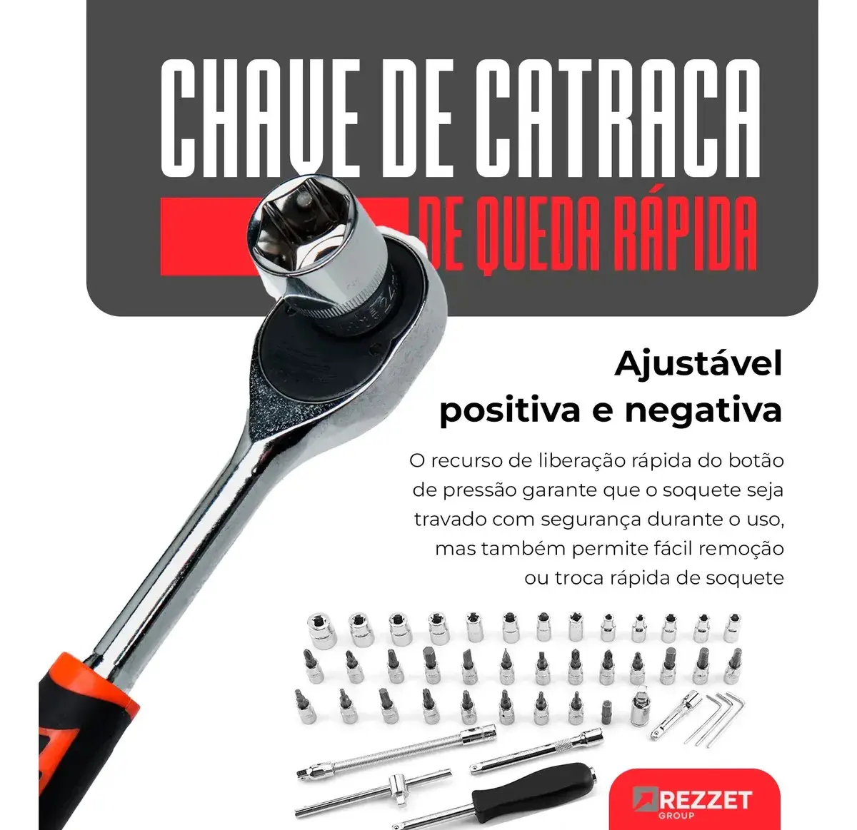 Kit Ferramentas 46 Peças Com Soquetes e Chaves Para Carro e Casa thumbnail 2