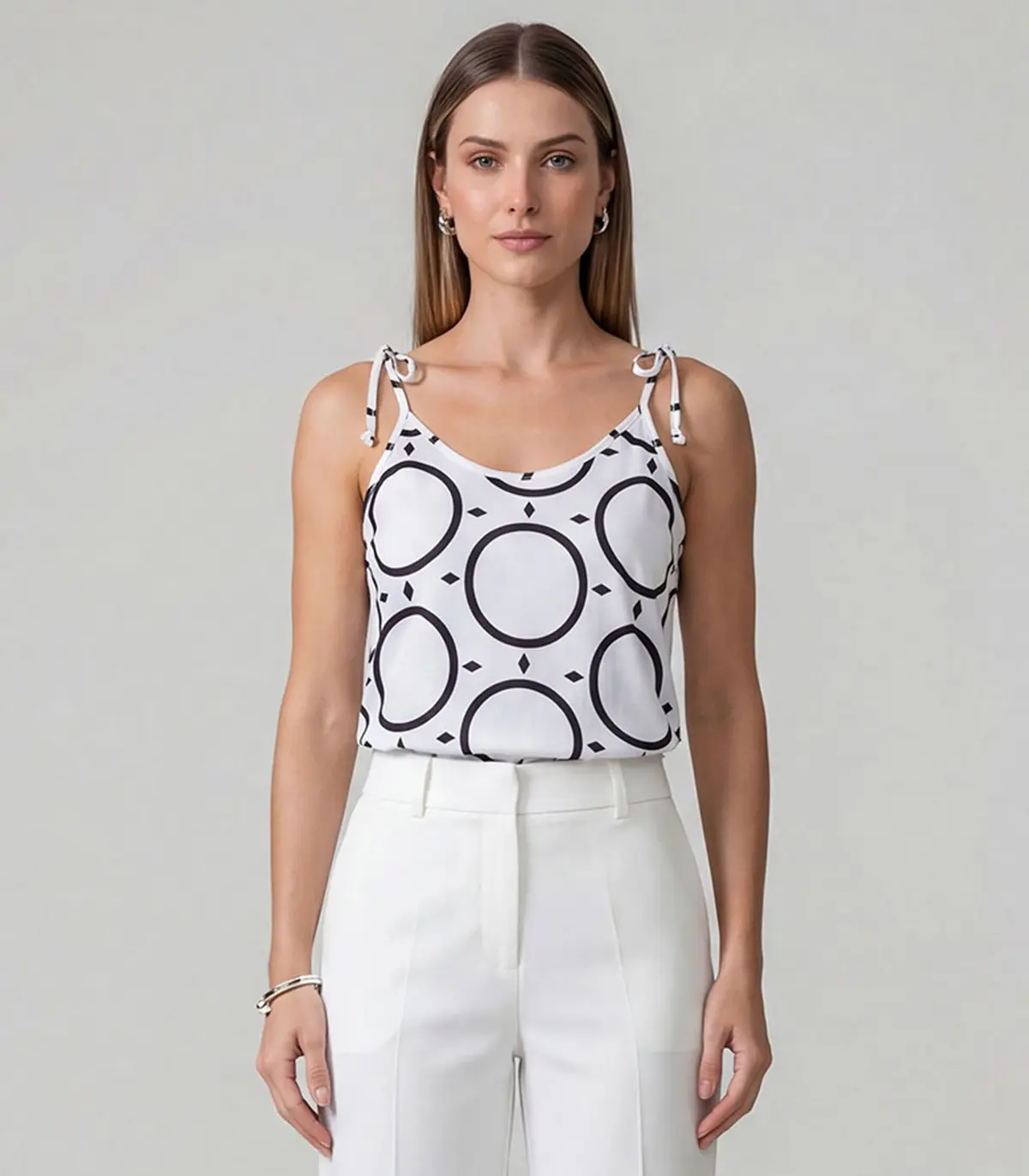 Blusa De Alça De Laço Infinita Cor Branco - 1