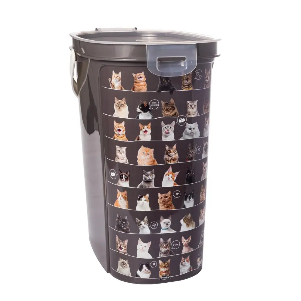 Plasútil Porta Ração com Tampa Hermética e Dosador 13 l Gatos Plasutil