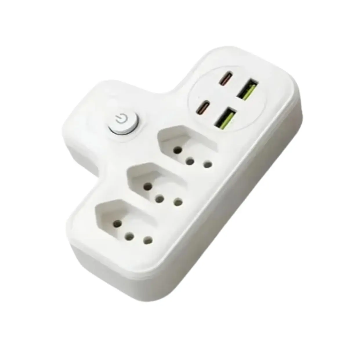Extensão Tomada Tripla Branco | 2 USB C, 2 USB A, Interruptor, 2500W