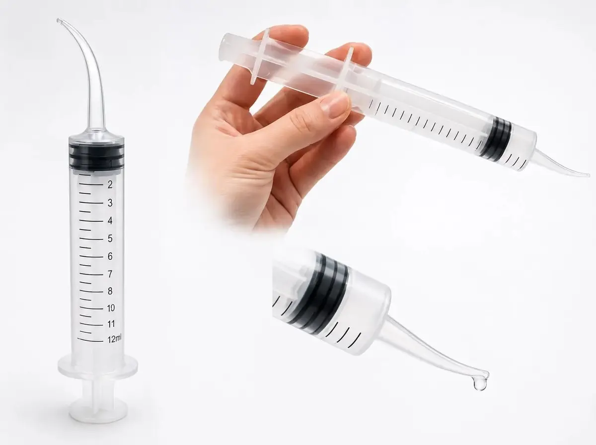 Seringa para Lavagem de Ouvido com Ponta Curvada – Removedor de Cera e Cerume – Aplicador em PVC com Escala de Medição para Limpeza e Higienização Auricular (Uso Doméstico e Profissional)