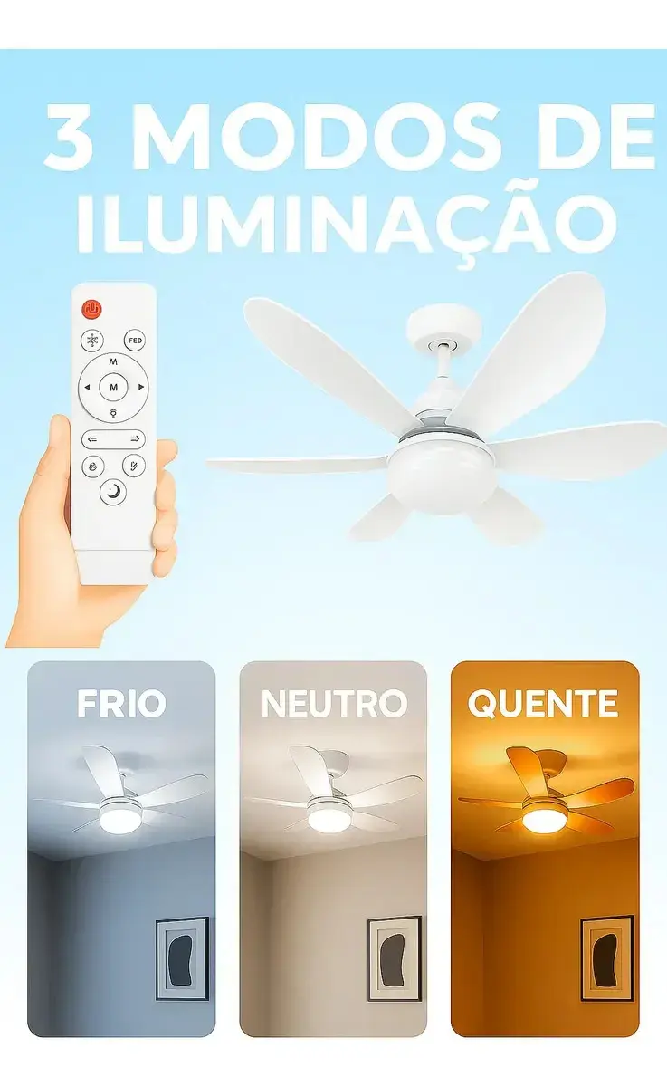 Ventilador De Teto Lâmpada 80w Led E27 Ajustável Bivolt thumbnail 3