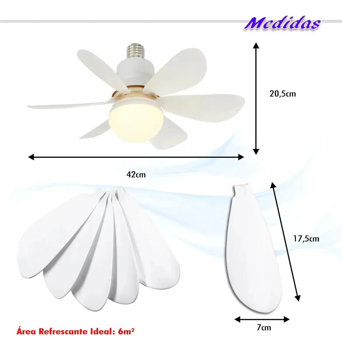 Ventilador De Teto Lâmpada 80w Led E27 Ajustável Bivolt thumbnail 9