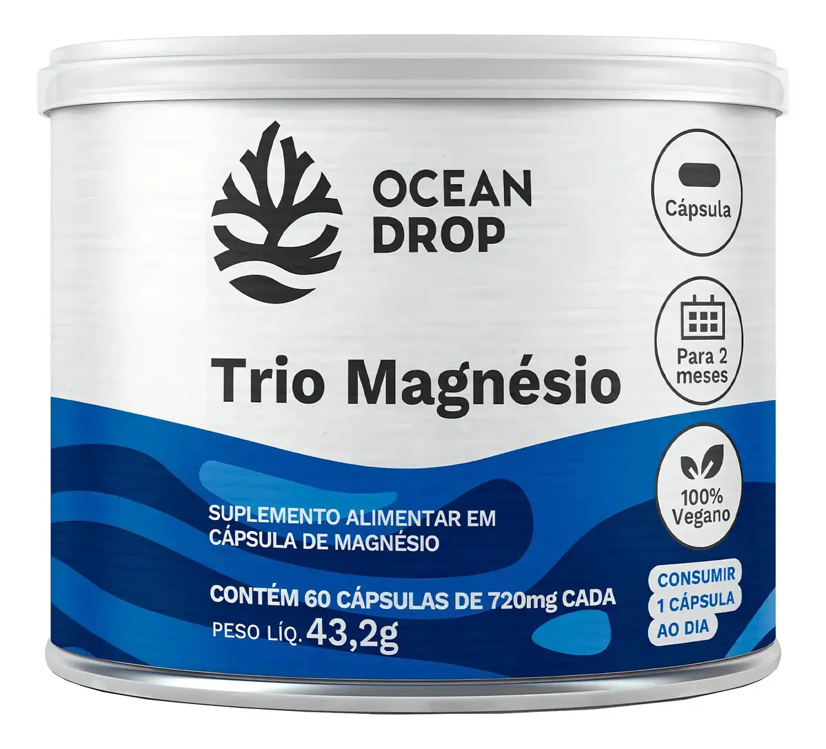 Magnésio Ocean DROP Premium em cápsula Sem sabor de 60 un