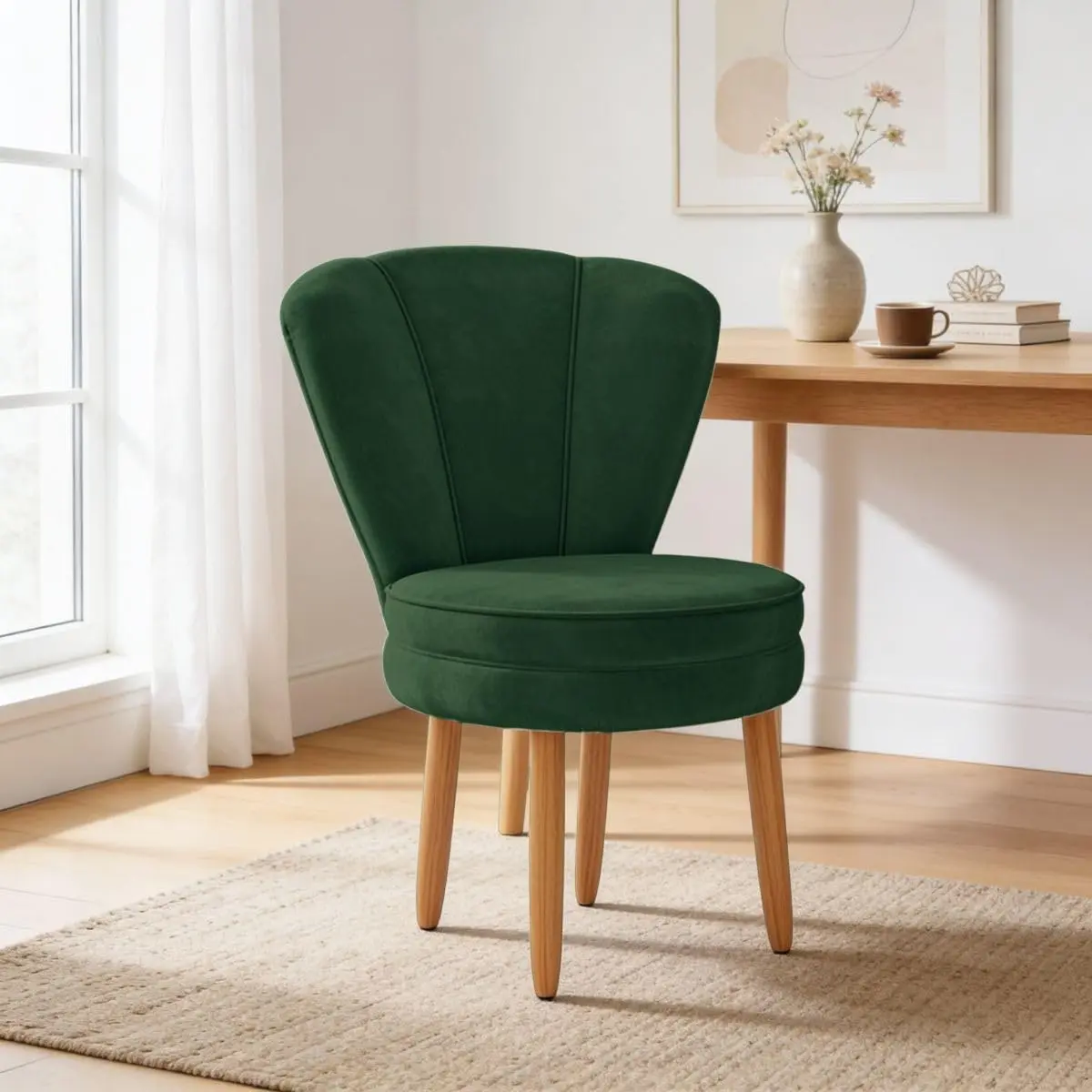 Cadeira Poltrona para Recepção Tecido Veludo Decorativa MOBLAN decor (Verde Musgo) - 1