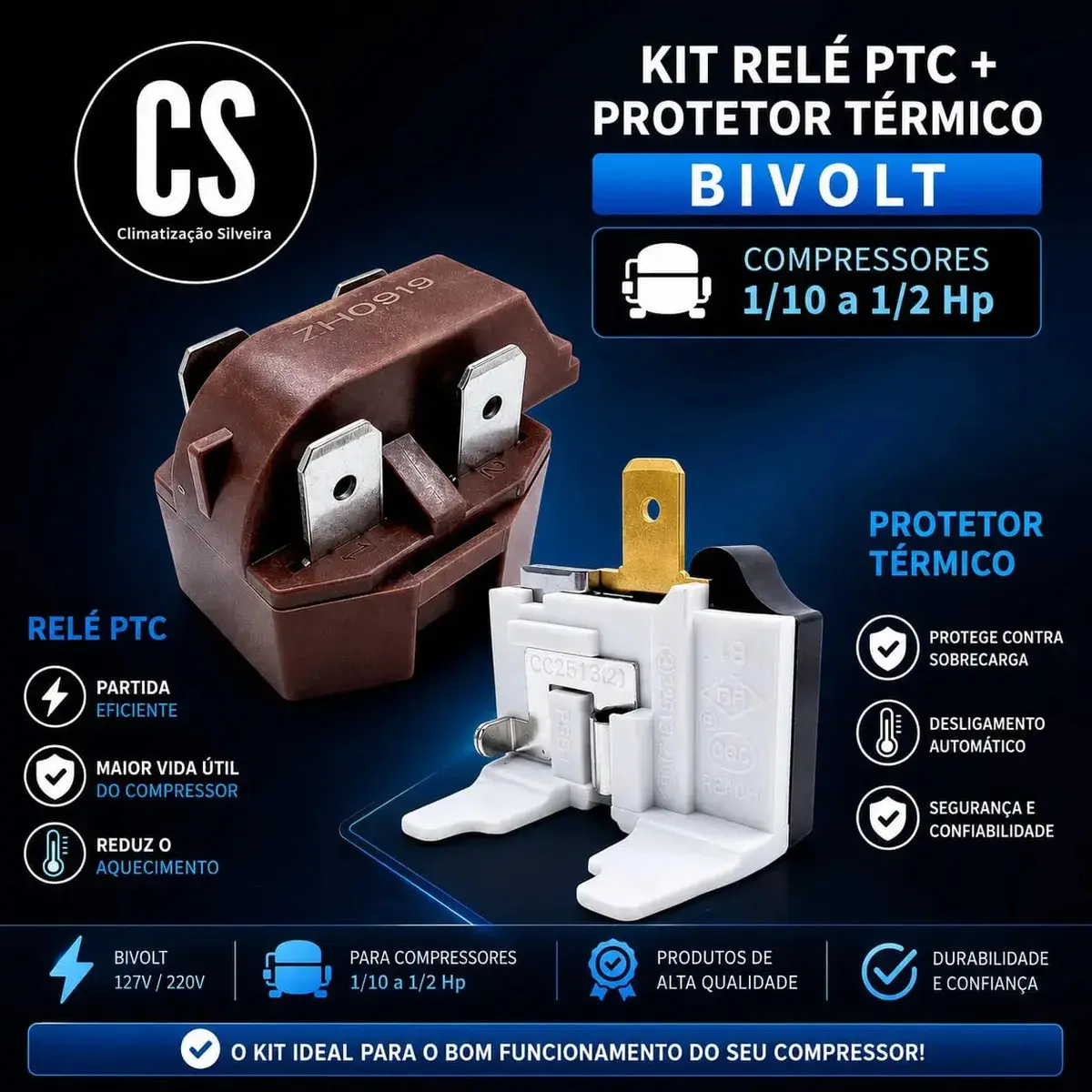 Relé E Protetor Térmico Ptc Universal P/ Geladeira Consul Brastemp Electrolux Continental Ge Metalfrio Gelopar thumbnail 2