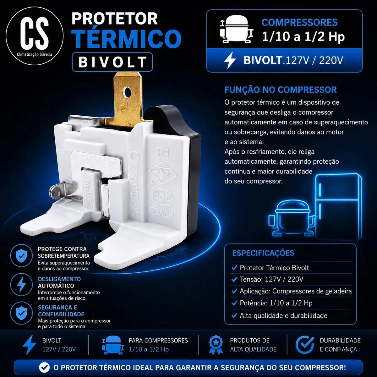 Relé E Protetor Térmico Ptc Universal P/ Geladeira Consul Brastemp Electrolux Continental Ge Metalfrio Gelopar thumbnail 4