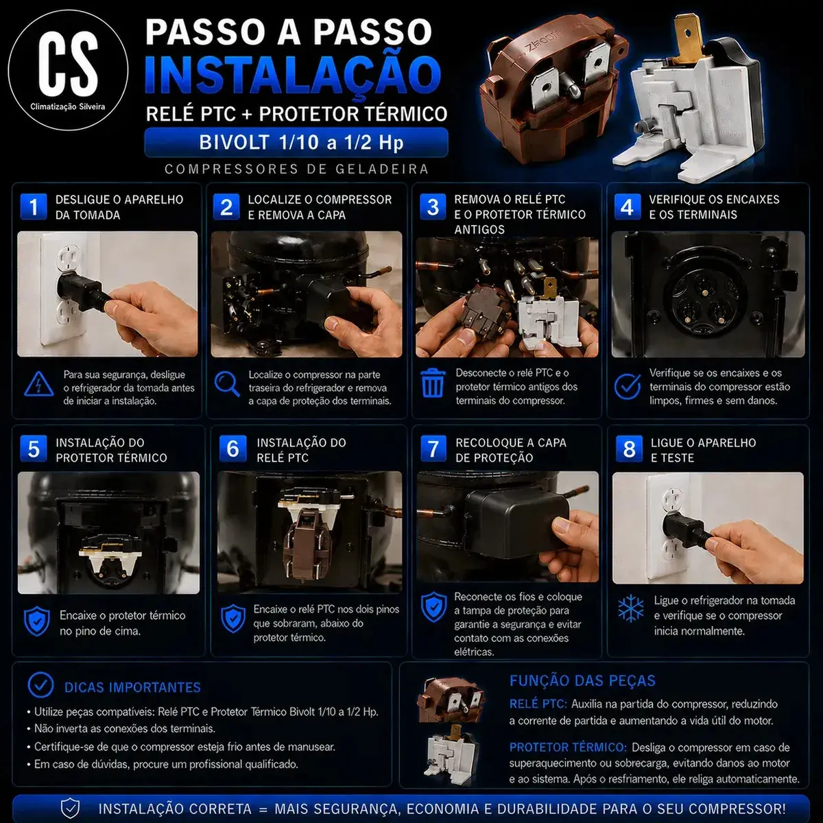 Relé E Protetor Térmico Ptc Universal P/ Geladeira Consul Brastemp Electrolux Continental Ge Metalfrio Gelopar thumbnail 5